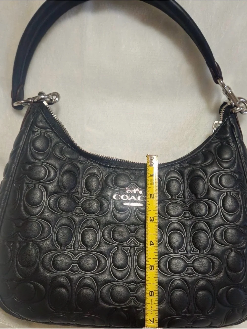 Coach Black Embossed Leather Hobo Bag